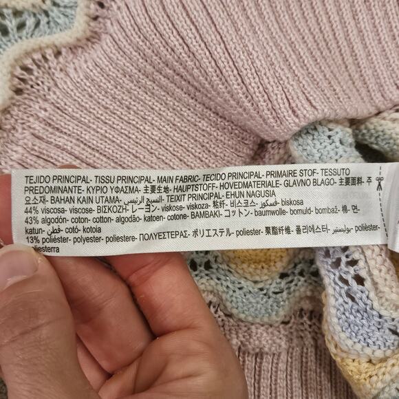 Zara Sweater Vest Womens S Crochet Embroidered Knit Sleeveless Pastel Stripe - Picture 8 of 9